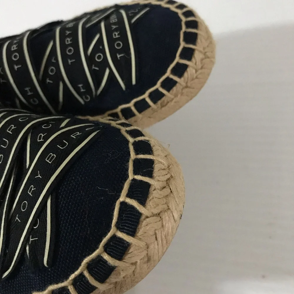 Tory Burch Navy Espadrille Slip-On Flat Size 7-EUC